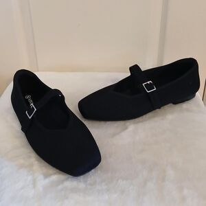 NWOT Vivaia Margot Black Square Toe Knit Mary-Jane flats EU 40.5 US 9-9.5